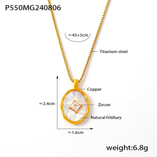 Beimu inlaid zircon copper pendant titanium steel lock chain