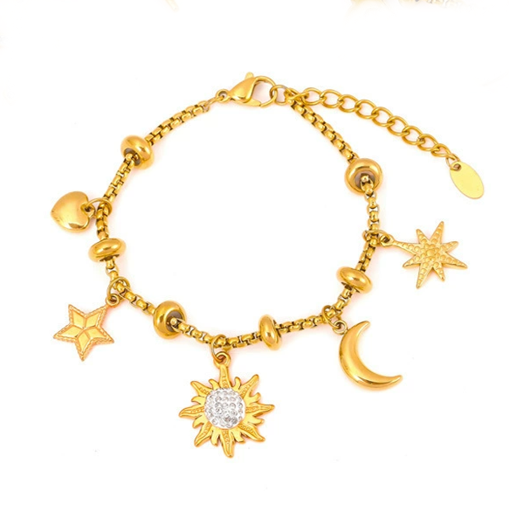 18K Gold-Plated Rhinestone Stainless Steel Bracelet