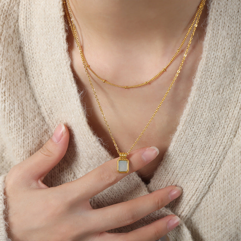 18K Gold White Shell Necklace