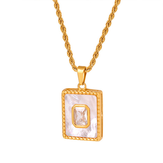 Stainless Steel 18K Gold-Plated Pendant Necklace