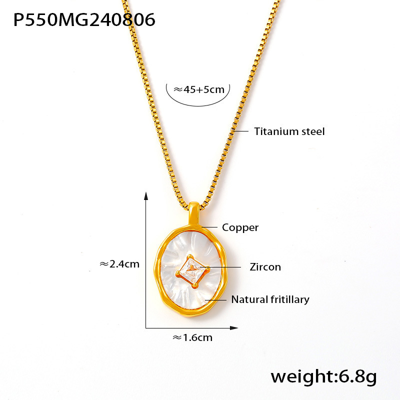 Beimu inlaid zircon copper pendant titanium steel lock chain