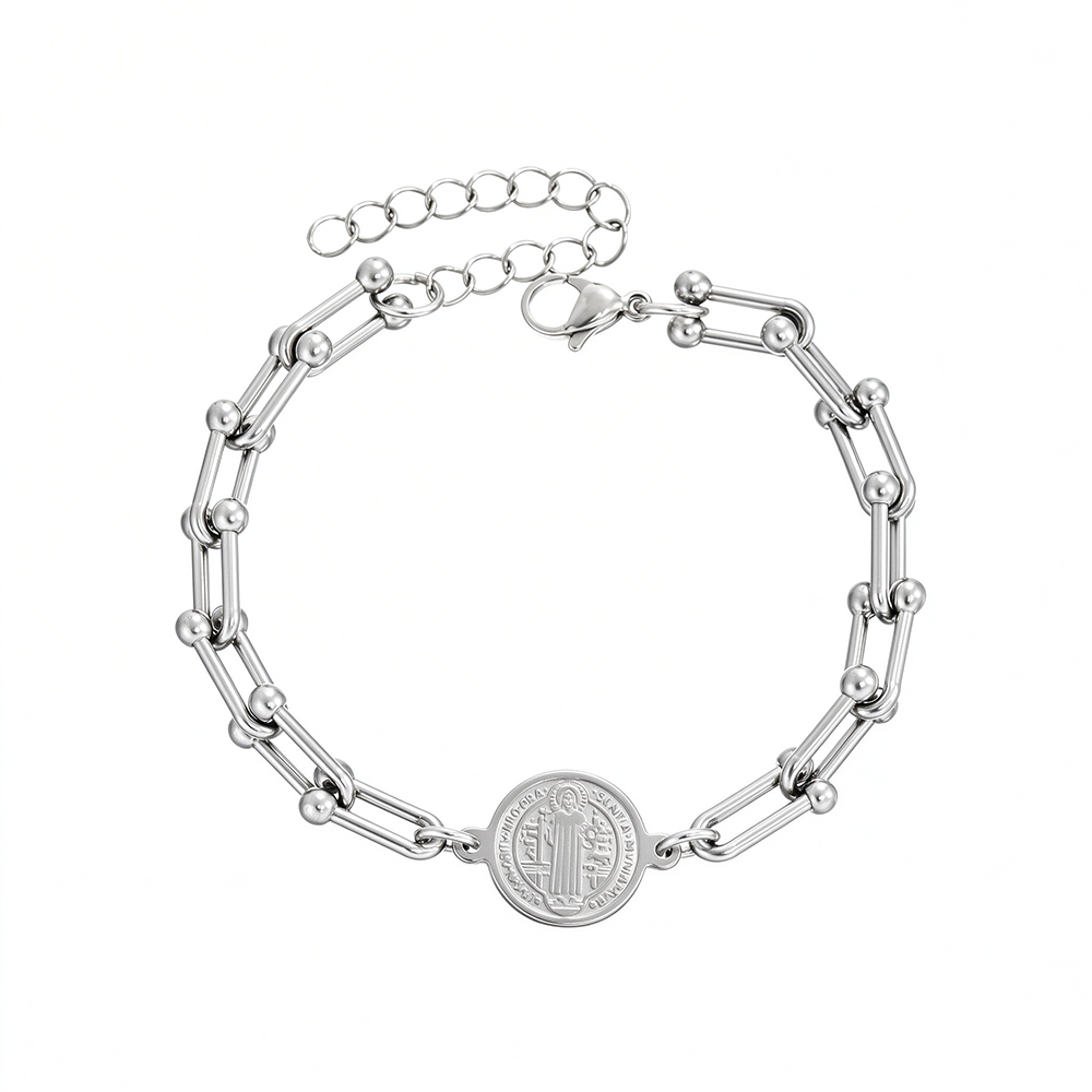 Adjustable U-Shaped Horseshoe Cross Bracelet