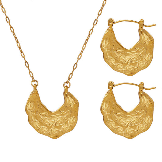 Irregular Hammer Pattern Necklace Earring Set
