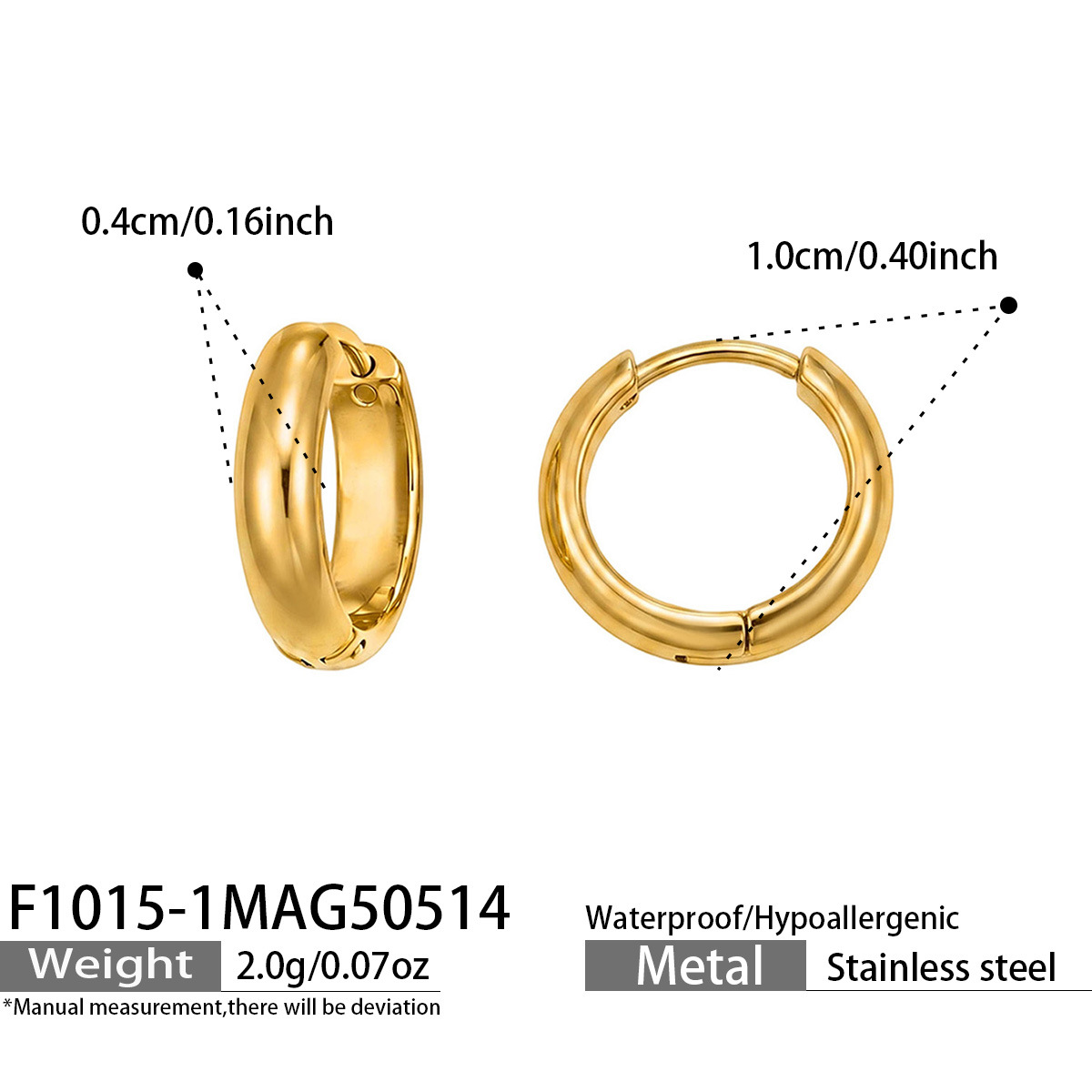 Stainless 18K Genuine Gold Ring Ear Buckle