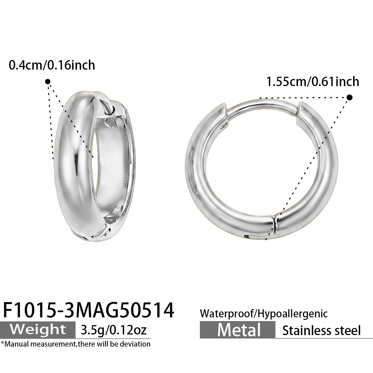 Stainless 18K Genuine Gold Ring Ear Buckle