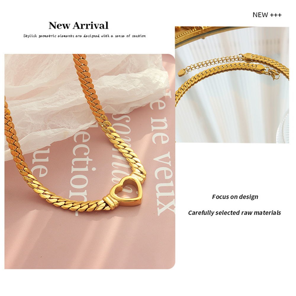 Gold Wheat Chain Heart Pendant Necklace