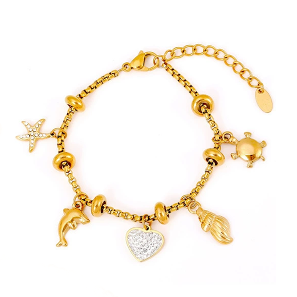 18K Gold-Plated Rhinestone Stainless Steel Bracelet