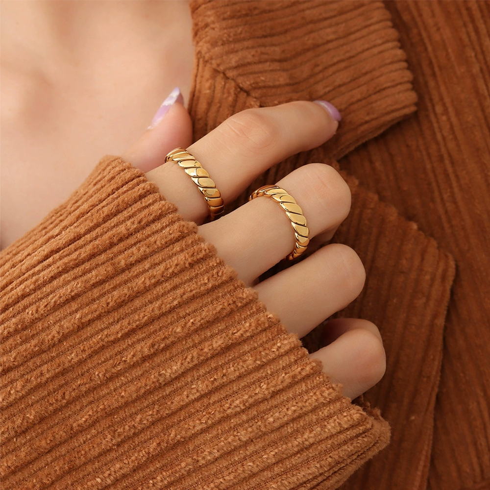 18K Gold-Plated Geometric Stainless Steel Ring
