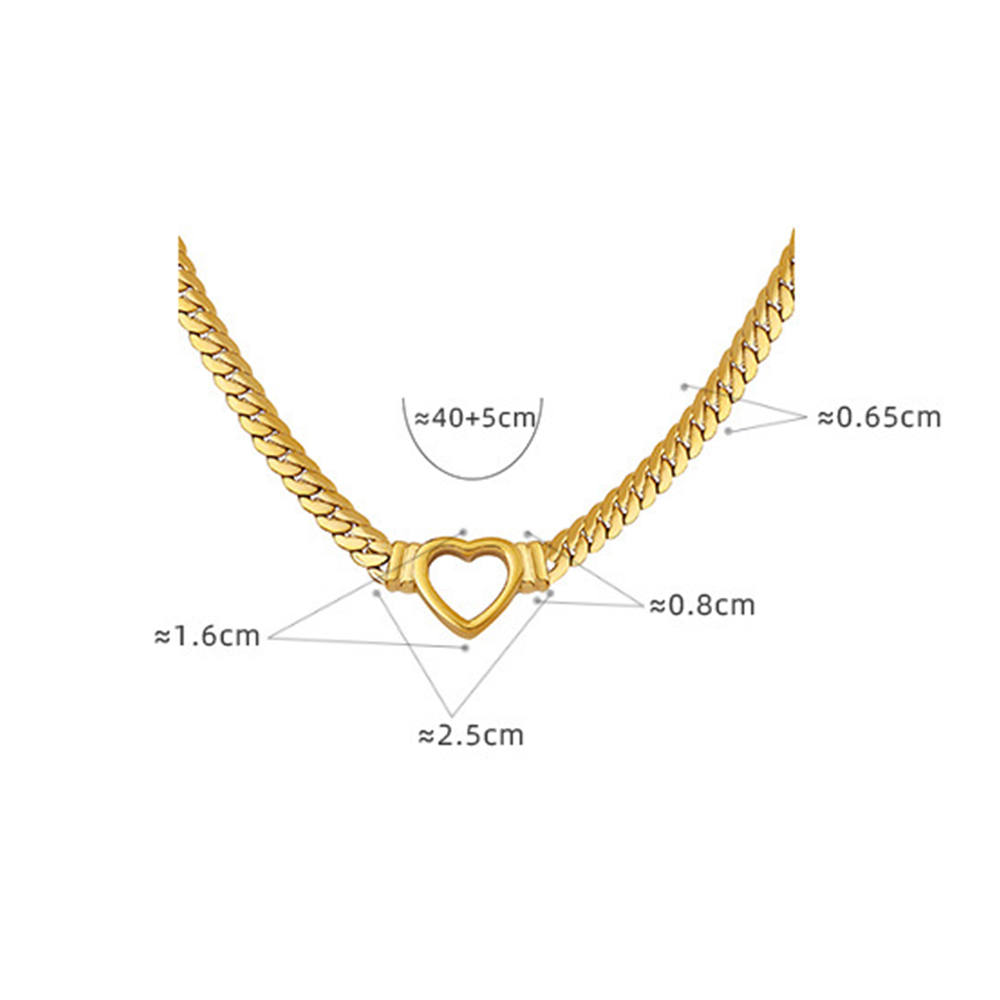 Gold Wheat Chain Heart Pendant Necklace