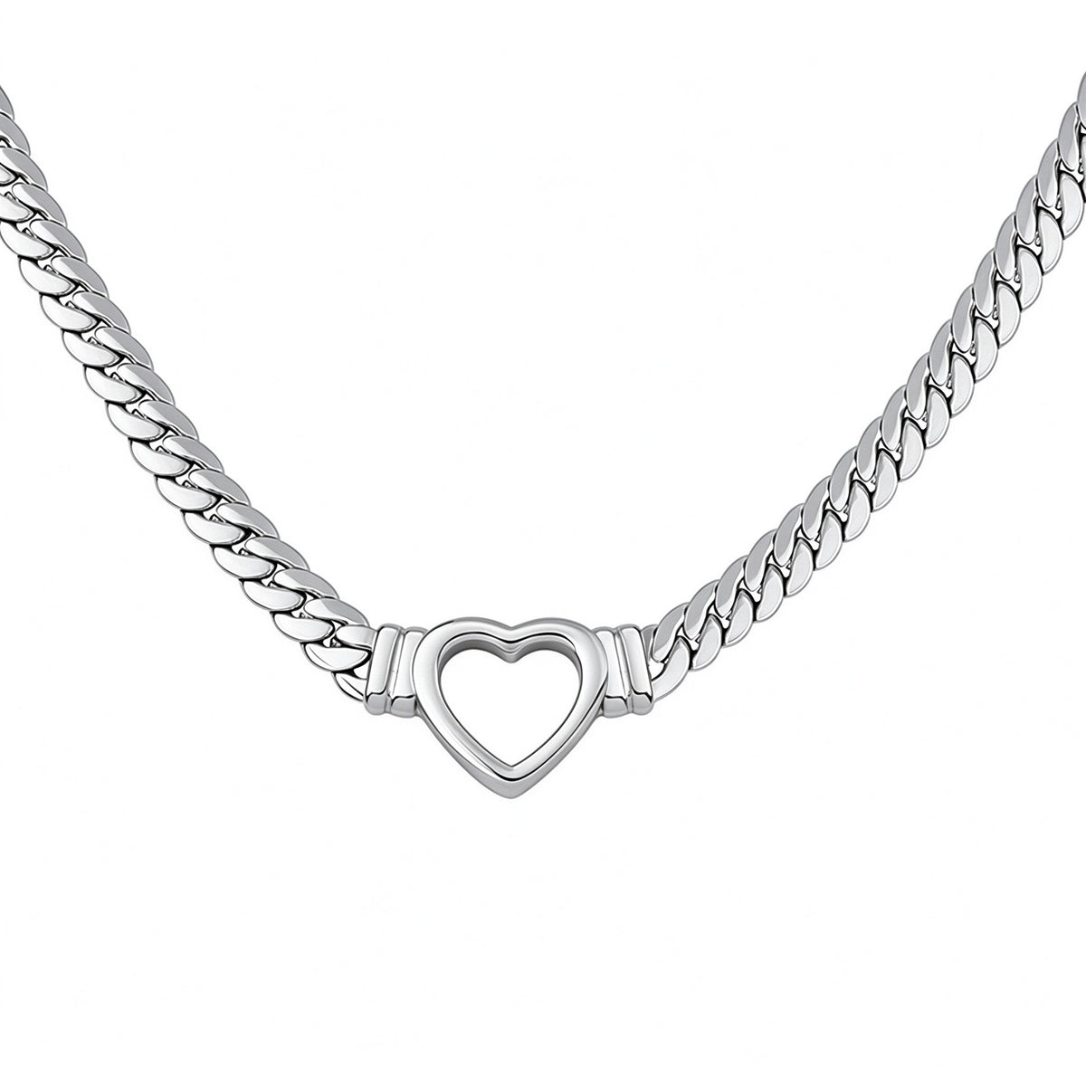 Gold Wheat Chain Heart Pendant Necklace