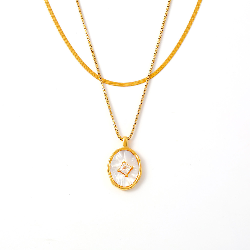 Beimu inlaid zircon copper pendant titanium steel lock chain