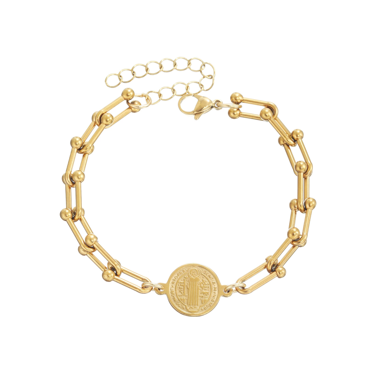 Adjustable U-Shaped Horseshoe Cross Bracelet