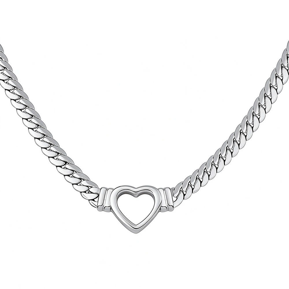 Gold Wheat Chain Heart Pendant Necklace