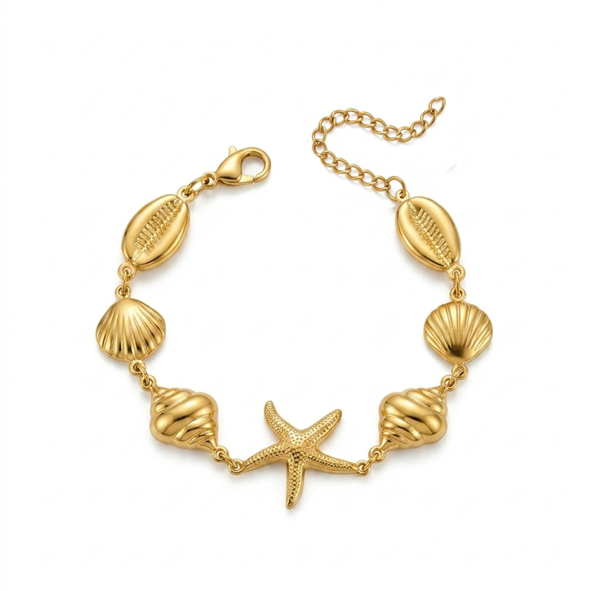 Stainless Steel Starfish Shell Beach Bracelet