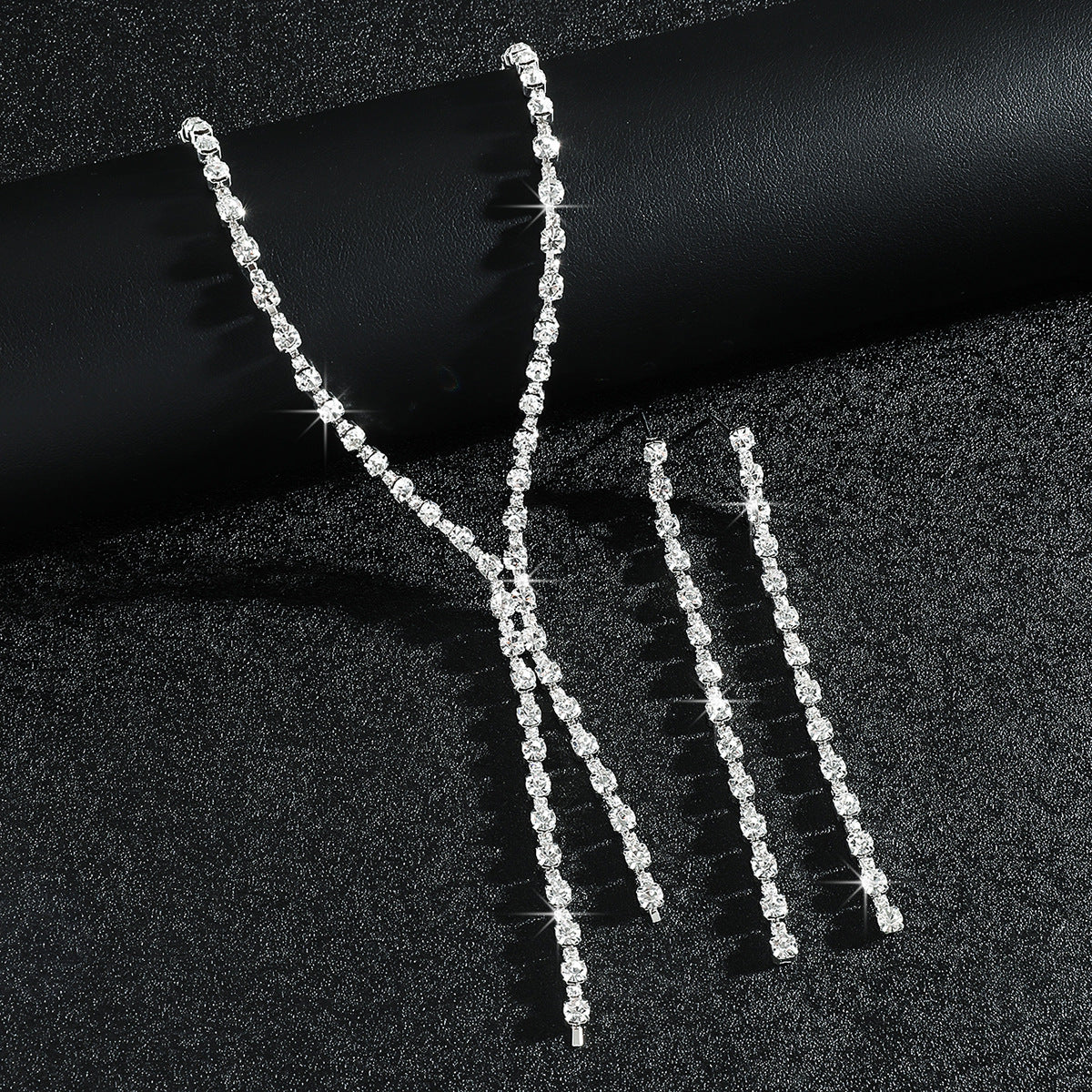 Long Tassel Necklace Earrings Set