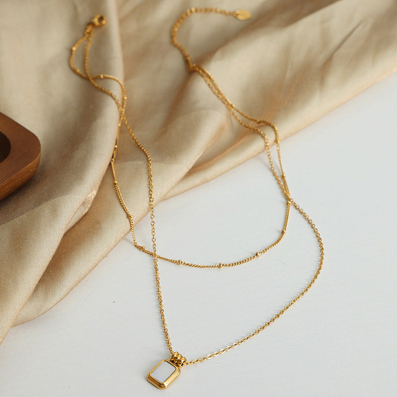 18K Gold White Shell Necklace