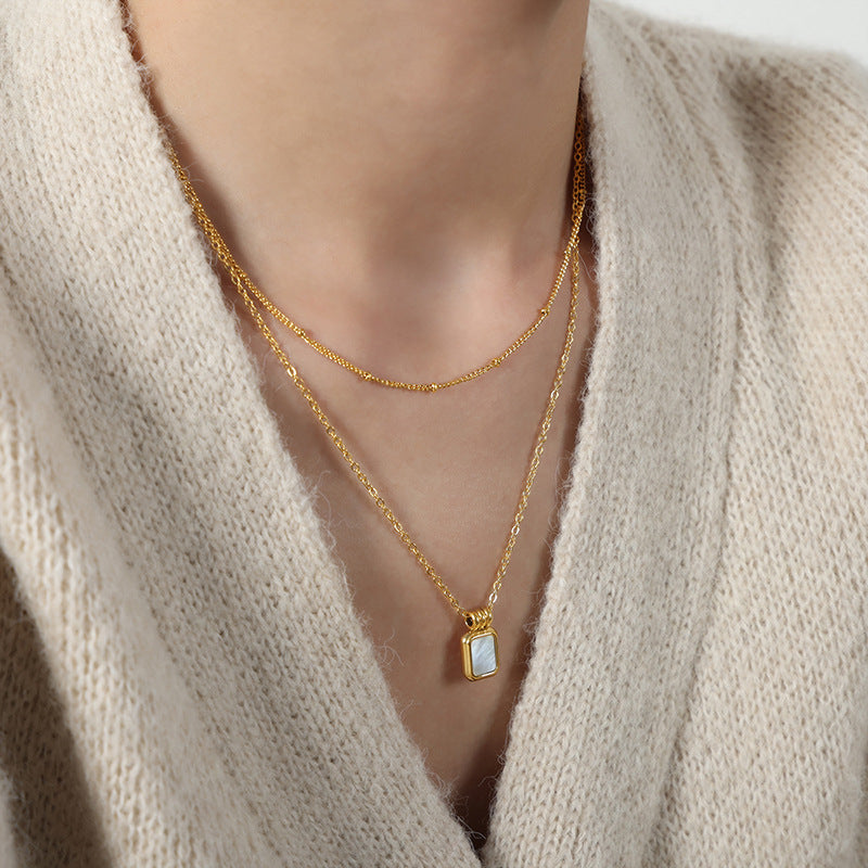 18K Gold White Shell Necklace