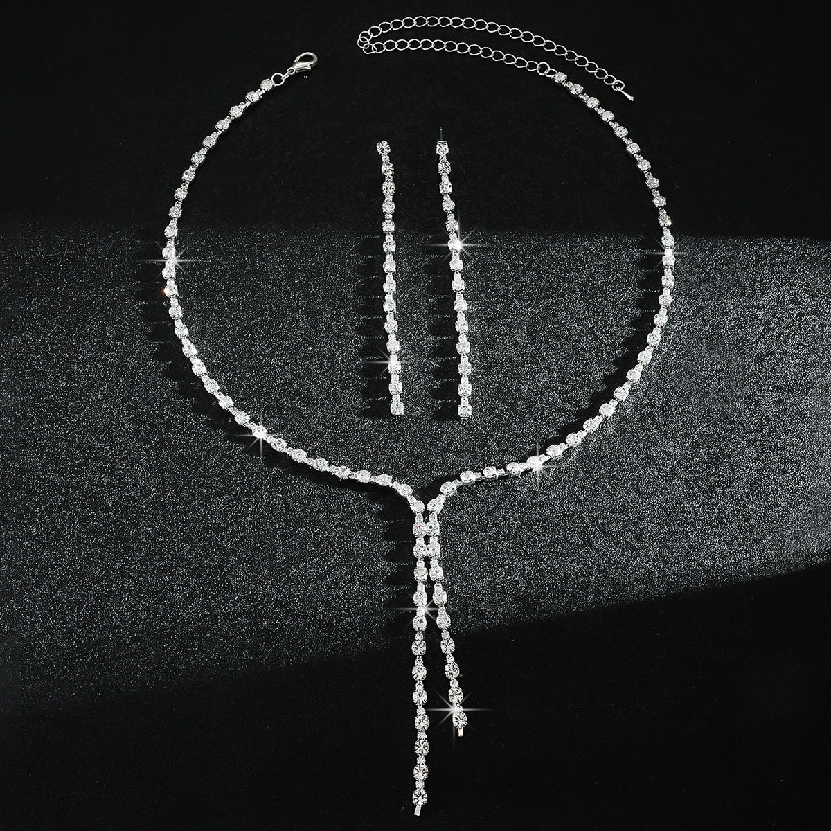 Long Tassel Necklace Earrings Set
