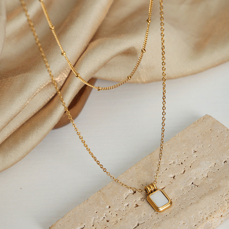18K Gold White Shell Necklace