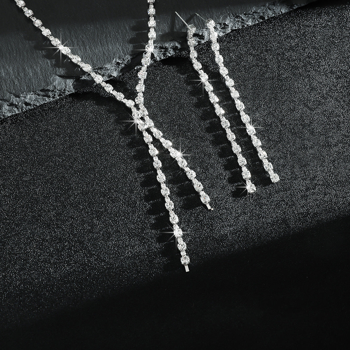 Long Tassel Necklace Earrings Set